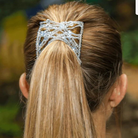 Stretch Combs Double Cross Beaded Hair Clip for Thick Curly Hair - Med - Picture 7 of 11